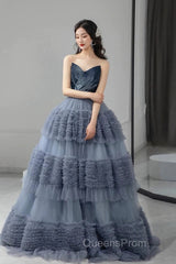 Sexy Ball Gown Sweetheart Neckline Gray Tulle Evening Dress Evening Prom Dress
