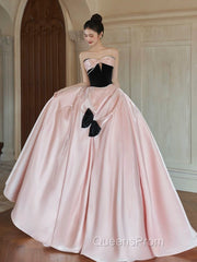 Sexy Ball Gown Sweetheart Neckline Pink Satin Evening Dress Evening Prom Dress