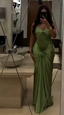 Sexy Green Strapless Mermaid Classy Dress Sweetheart Classy Evening Dress Elegant Satin Long Classy Prom Dress