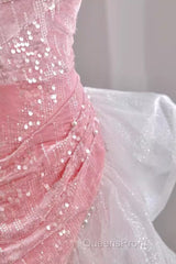 Sexy High Low Off The Shoulder Pink Velvet Evening Prom Dress