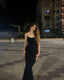 Sexy Mermaid Spaghetti Straps Black Satin Long Classy Prom Dress Trendy Party Dress For Women