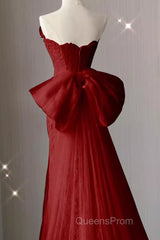 Sexy Mermaid Strapless Red Lace Long Evening Prom Dress