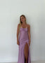 Sexy Mermaid Straps Lilac Slit Long Classy Prom Dress