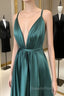 Sexy Plunging Neckline Satin Open Back Slit Dress
