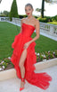 Sexy Classy Prom Dress,Strapless Classy Evening Dress,Side Slit Classy Prom Dress,Layered Party Gown