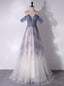 Sexy Purple Tulle Sequins Beading Prom Dress