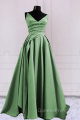 Sexy Ruched V Neck Split Satin Long Dress