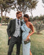 Sexy Sheath One Shoulder Light Sky Blue Long Classy Prom Dress