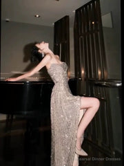 Sexy Sheath Strapless Champagne Sequin Evening Dress Prom Dresses Birthday Outfits