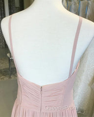 Sexy Spaghetti Straps Long Chiffon Ruched Sweetheart Bridesmaid Dress