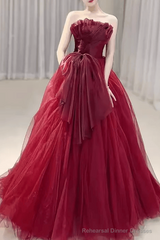 Sexy Strapless Red Party Dresses Long Prom Dresses