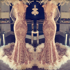 Sexy V-neck Halter Mermaid Prom Dress Gold Sequins Long Backless