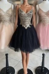 Princess Sequins V-Neck Straps A-Line Homecoming Dress