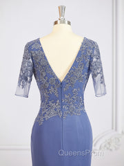 Sheath/Column Bateau Floor-Length Chiffon Mother of the Bride Dress With Appliques Lace