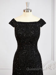 Sheath/Column Off-the-Shoulder Floor-Length Tulle Mother of the Bride Dress With Beading