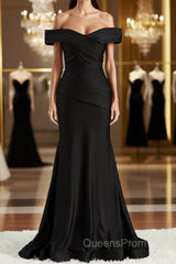 Sheath/Column Off-the-Shoulder Sweep Train Jersey Bridesmaid Dress