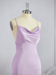 Sheath/Column Square Sweep Train NS Elastic Woven Satin Bridesmaid Dress