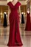 Sheath/Column V-neck Floor-Length Jersey Mother of the Bride Dress With Ruffles
