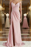 Sheath/Column V-neck Sweep Train Stretch Crepe Bridesmaid Dress with Leg Slit
