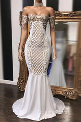 Sheath Long Mermaid Evening Prom Dress With Appliques