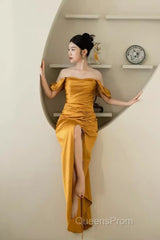 Sheath Off The Shoulder Yellow Evening Prom Dress Evening Dress