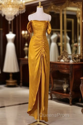 Sheath Off The Shoulder Yellow Evening Prom Dress Evening Dress