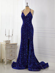 Sheath Velvet Sequins V-neck Sweep Train Dress