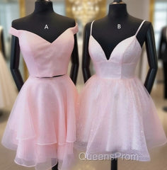 Shiny A-Line Short Pink Dress Homecoming Dress Birthday Dress