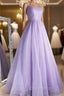 Shiny Purple Long Lace Evening Prom Dress, Shiny Purple Lace Formal Evening Dress