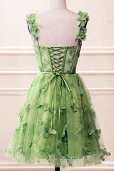 Short Butterfly Lace Corset Homecoming Dress