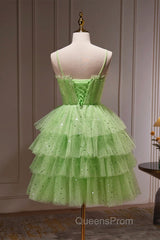 Short Green Evening Prom Dress, Short Green Graduation Homecoming Dress