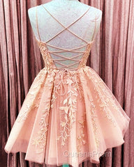 Short Junior Evening Prom Dress Tulle Appliques