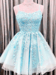 Short Junior Evening Prom Dress Tulle Appliques