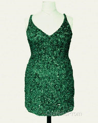 Short Plus Size Burgundy Sequin Dress