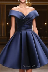 Short Satin Off Shoulder Homecoming Dress For Evening Prom