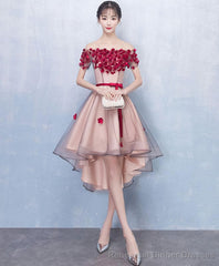 Cute Tulle Lace High Low Prom Dress Homecoming Dress 1