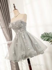 Silver Hoco Dress Short Homecoming Dress
