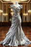 Silver Mermaid V-Neck Long Evening Prom Dress Simple Simple Evening Dress