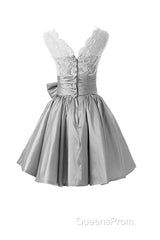 Silver Taffeta Short Homecoming Dress Evening Prom Dress