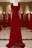 Simple A Line Straps Long Red Evening Prom Dress Evening Dress