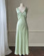 Simple A Line Straps Mint Green Long Classy Prom Dress