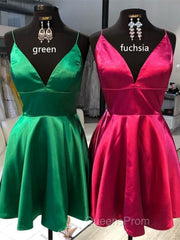 Simple A Line V Neck Short Evening Prom Dress, V Neck Short Formal Homecoming Dress