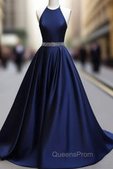 Simple Dark Blue Long Evening Prom Dress, Evening Dress