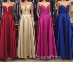 Simple Design Sweetheart Long Satin Evening Prom Dress
