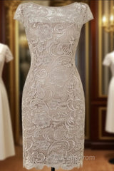 Simple Knee Length Lace Mother Of The Bride Dress Formal Evening Prom Dress