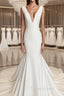 Simple Mermaid Plunge Neck Wedding Dress