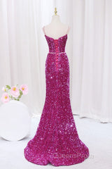 Simple Mermaid Sequin Long Evening Prom Dress, Sequin Long Evening Dress