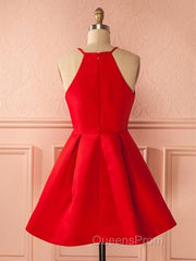 Simple Red Short Evening Prom Dress, Short Red Homecoming Dress, Red Short Mini Formal Dress