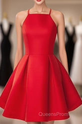 Simple Red Short Evening Prom Dress, Short Red Homecoming Dress, Red Short Mini Formal Dress