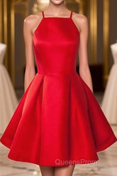 Simple Red Short Evening Prom Homecoming Dress, Short Red Mini Formal Graduation Evening Dress